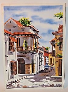 222x300 Doriall Watercolor On Paper Painting Of A Mexican Town Signed Ebay