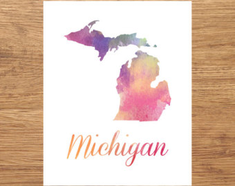 340x270 Michigan Watercolor Etsy