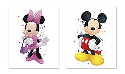 425x253 Mickey Mouse Inspired Watercolor Coloring Poster