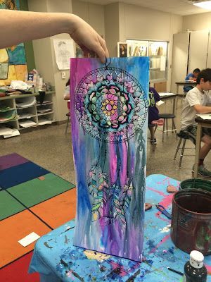 300x400 Dream Catchers Middle School Art Crayon, Wet On Wet Watercolor