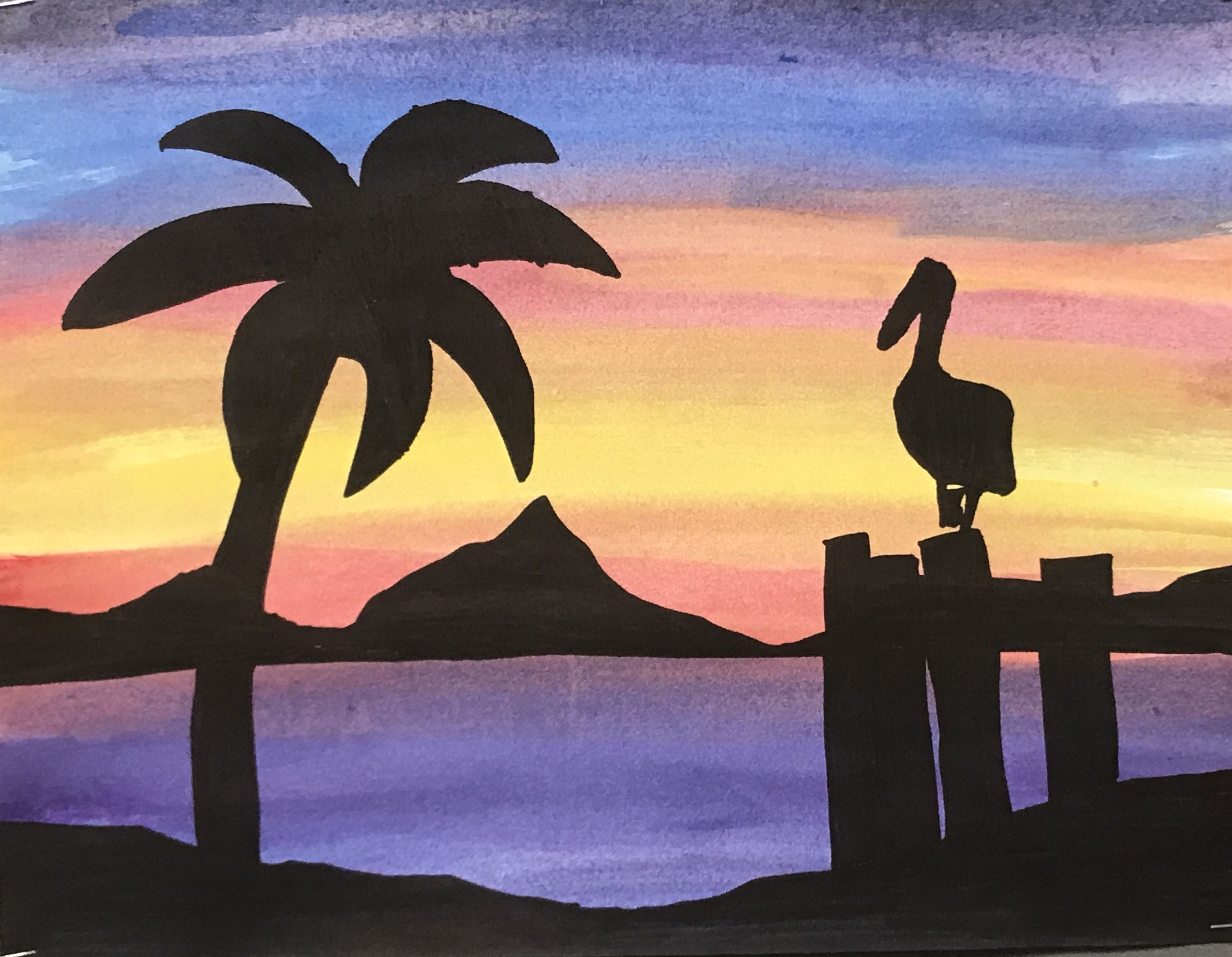 3422x2658 Middle School Watercolor Sunset Lesson