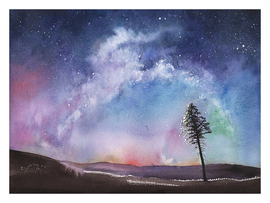878x660 Milky Way Watercolor Animal Paintings