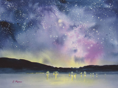 397x298 Milky Way Over The Bay Charlotte Mertz Watercolors