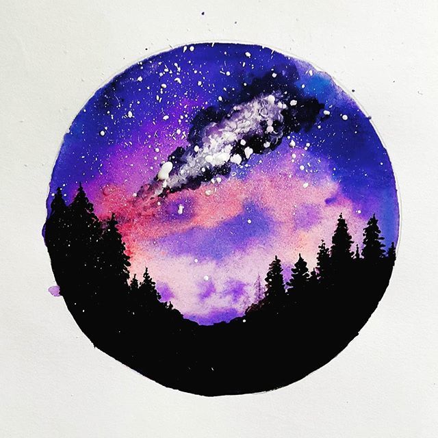 640x640 Milky Way Watercolor Galaxy Painting