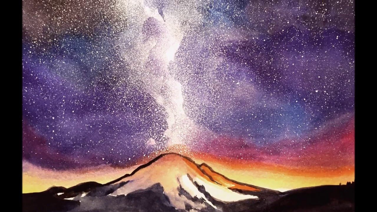 1280x720 Milky Way Watercolor Painting By Sabina Khosseyn