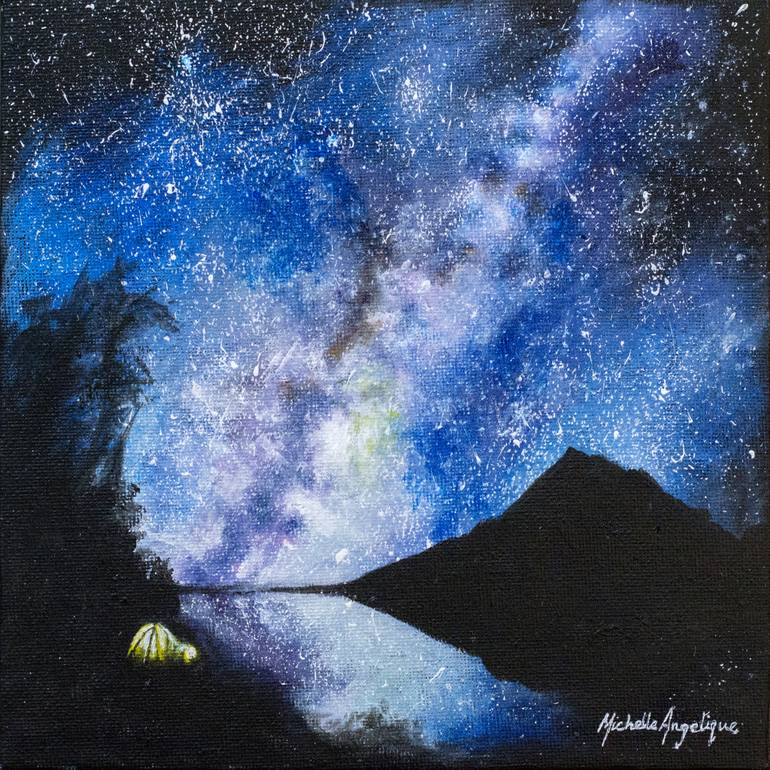 770x770 Camping Under The Milky Way Painting By Michelle Angelique