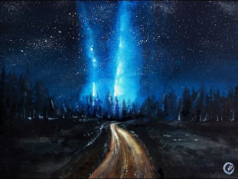 480x360 Watercolor Milky Way Night Sky Painting Demonstration