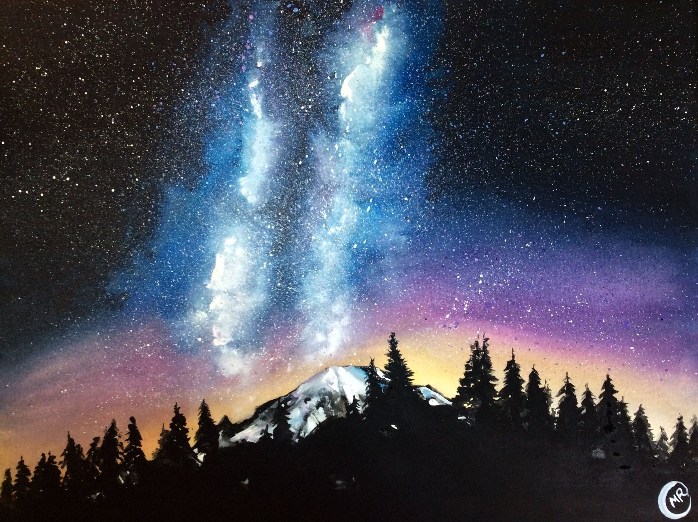 2412x1802 Watercolor Milky Way Painting Demonstration