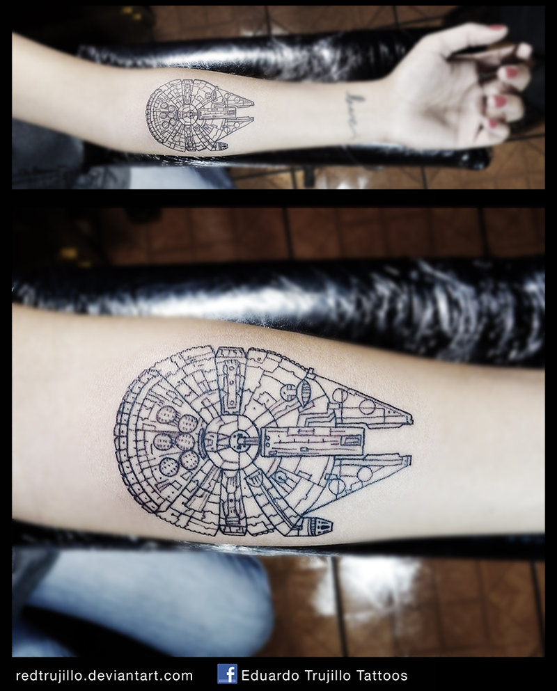 800x993 Millennium Falcon Blue Print Tattoo By Redtrujillo