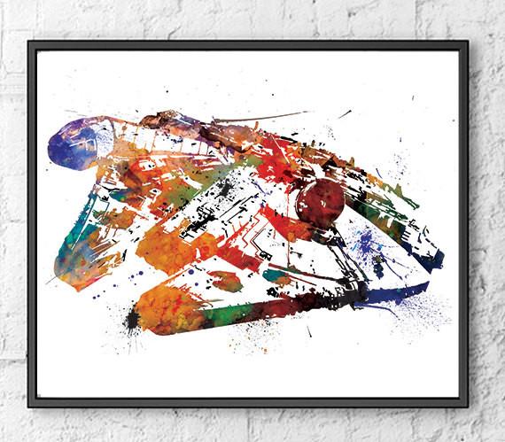 570x499 Star Wars Millennium Falcon Digital Watercolour Poster Cowazinga