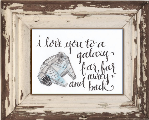 622x501 Starwars Millennium Falcon Watercolor Amp Calligraphy I Love You To