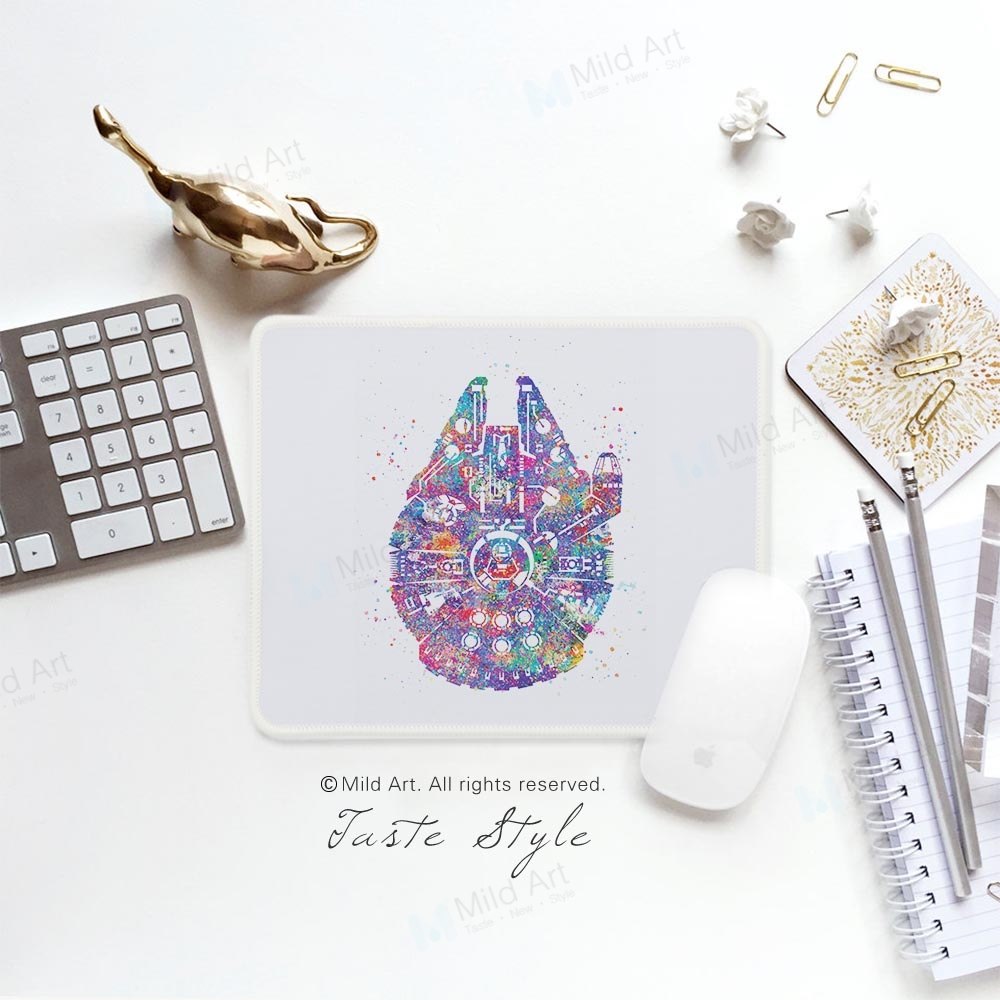 1000x1000 Watercolor Star Battleship Millennium Falcon Art Print Pop Movie