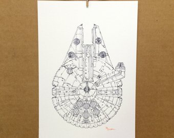 340x270 Watercolorink Star Wars Millennium Falcon Red Amp Blue