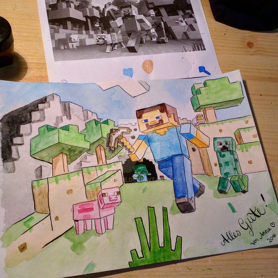 Minecraft Watercolor at GetDrawings | Free download