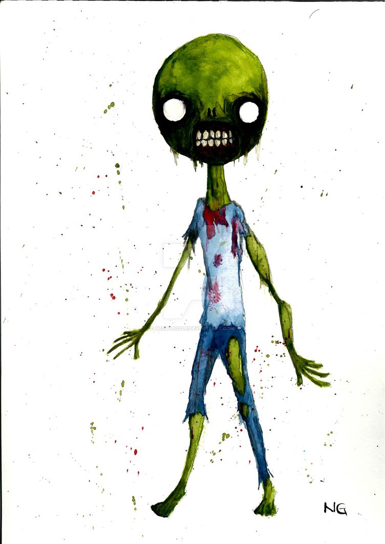 752x1063 Minecraft Zombie Watercolor By Nellyjizzle
