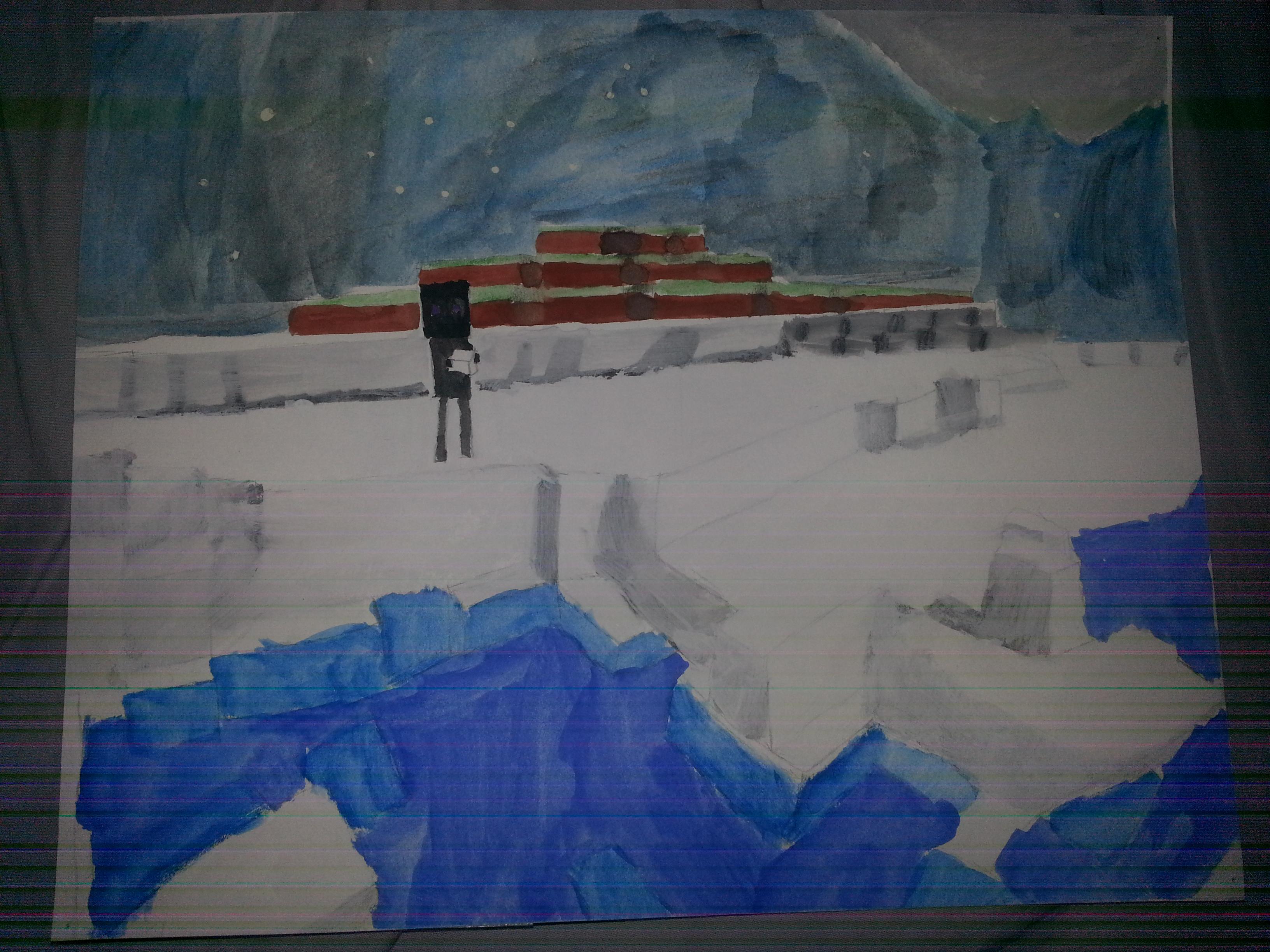 3264x2448 Enderman In The Snow (Watercolor) Minecraft