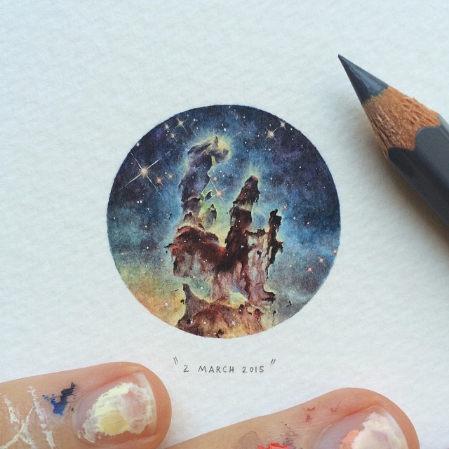640x640 Miniature Watercolor Paintings Of Space By Lorraine Loots
