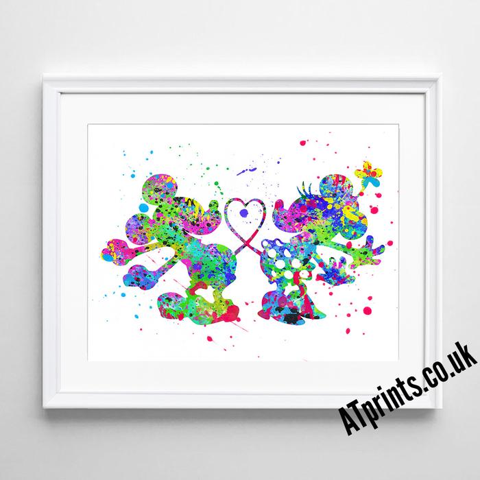 700x700 Mickey Amp Minnie Mouse Watercolour Art Print Atprints