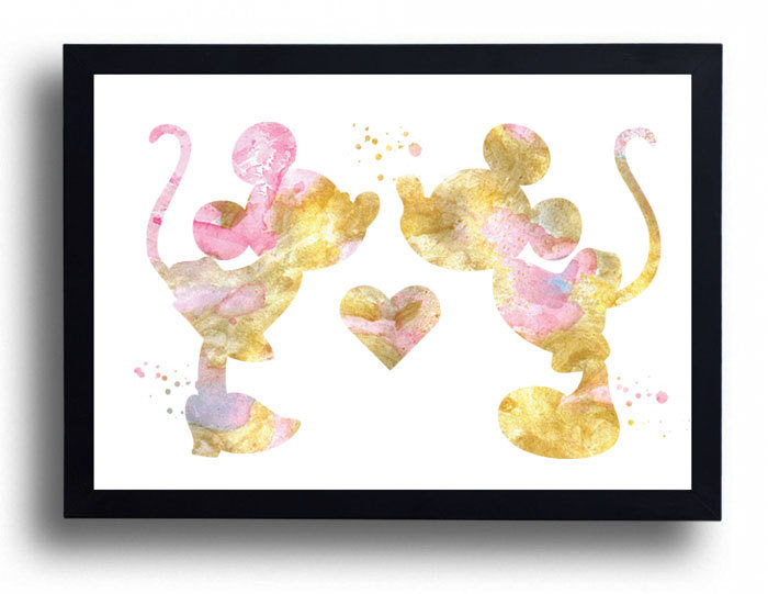 700x541 Mickey Minnie Mouse Watercolor Art Print Wedding Gift