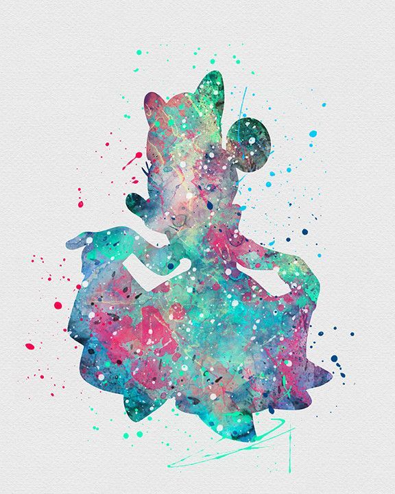 576x720 Minnie Mouse 3 Watercolor Art Print Illustration