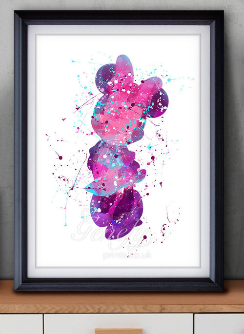 500x685 Disney Minnie Mouse Watercolor Art Poster Print