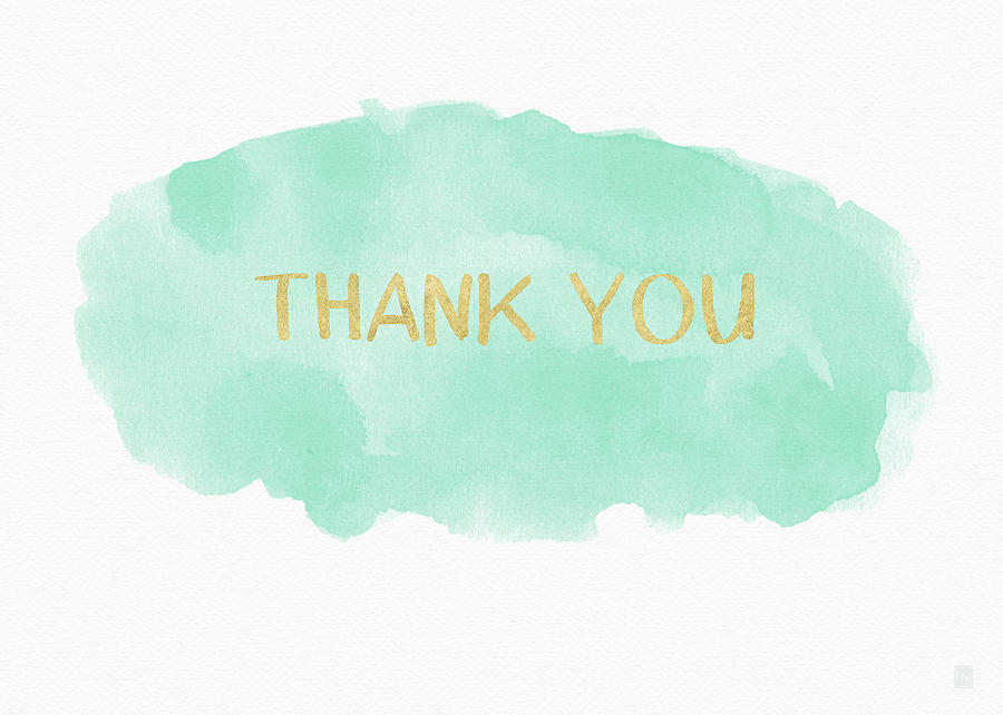 900x642 Mint And Gold Watercolor Thank You Art By Linda Woods Painting By