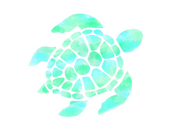 550x440 Sea Turtle Seafoammint Watercolor Posters By Livpaigedesigns
