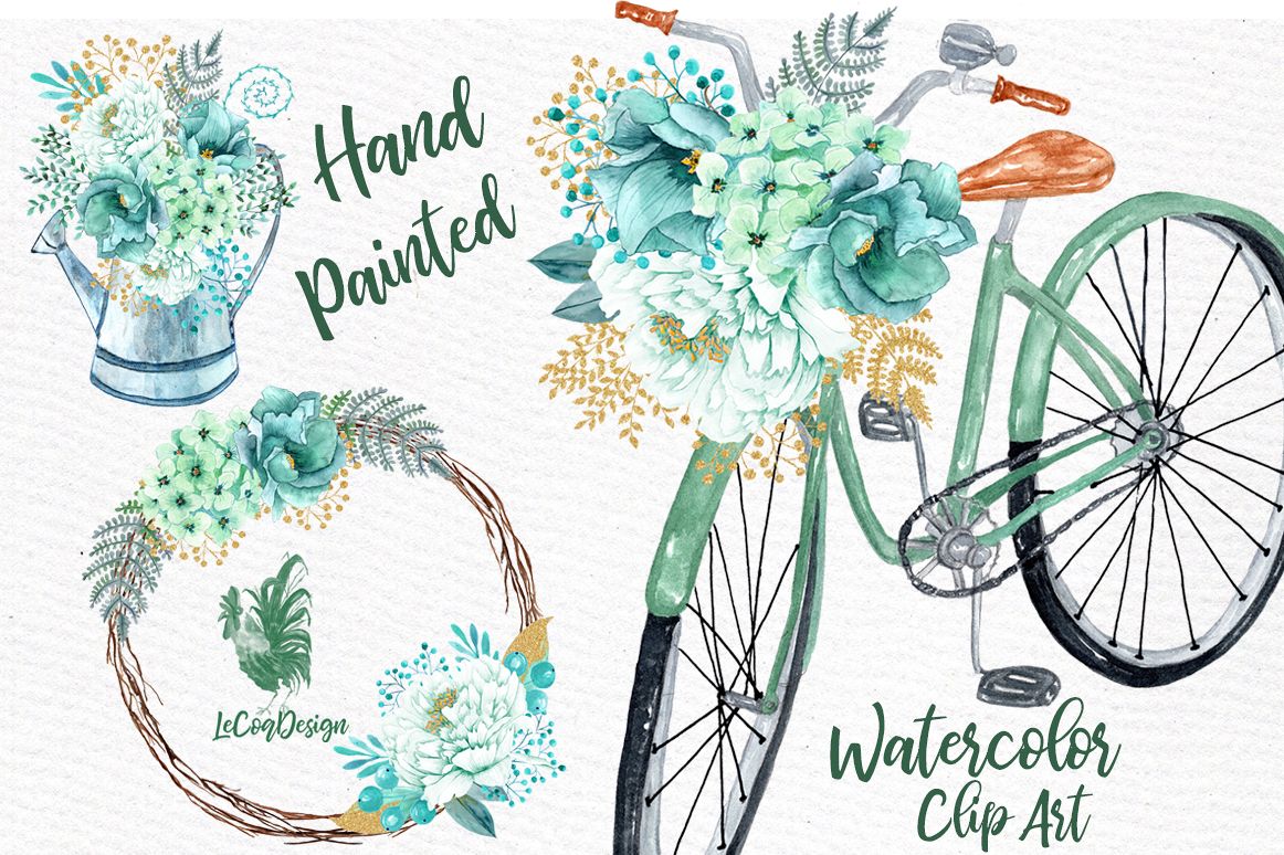 1162x774 Mint Watercolor Flowers Watercolor Clip Art Spring Flowers