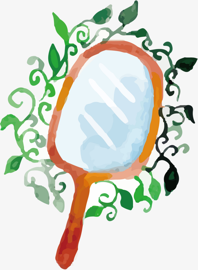 650x888 Watercolor Mirror Vector, Watercolor Vector, Mirror Vector, Hand