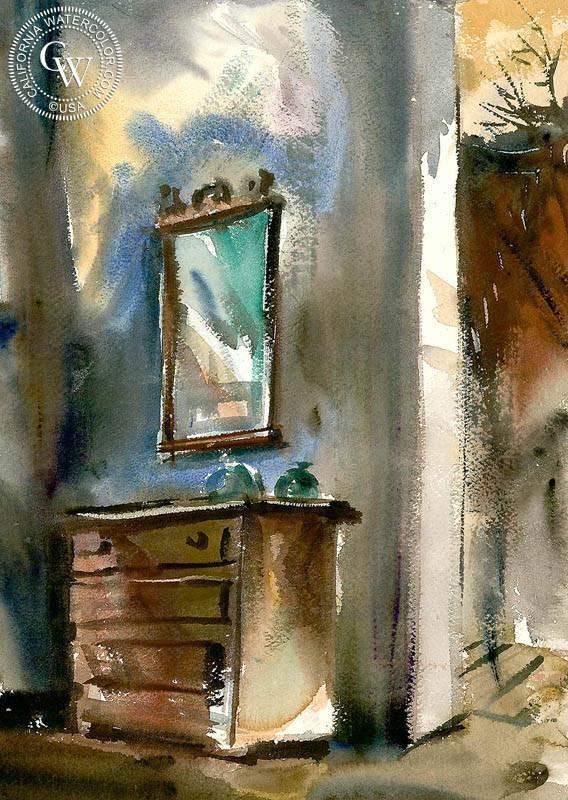 568x800 Chest With Mirror, Art By Barse Miller California Watercolor