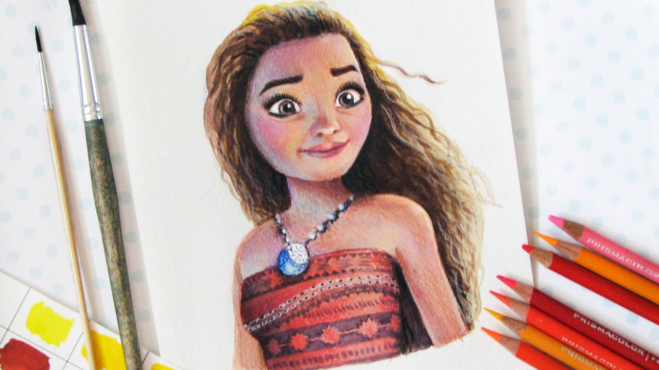 1280x720 How To Draw Moana Watercolor Speedpaint Kak Narisovat Moanu