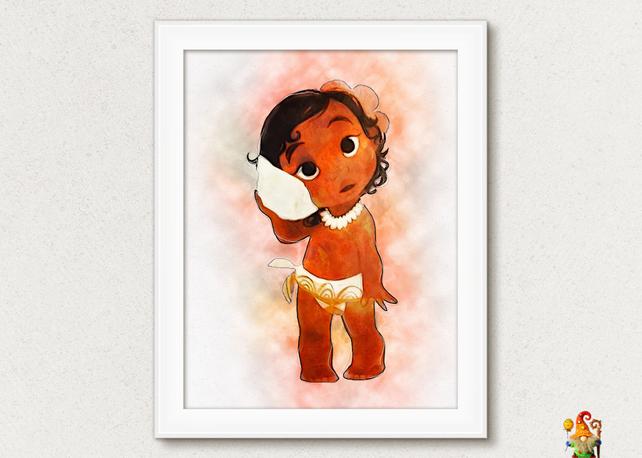 642x458 Moana Watercolor Effect Digital Printable Download Kids Etsy