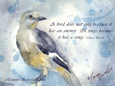 236x177 Mockingbird Watercolor Art Equals Life Watercolor
