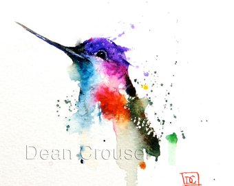 340x270 Splash Of Color Colorful Hummingbird Watercolor Painting Art
