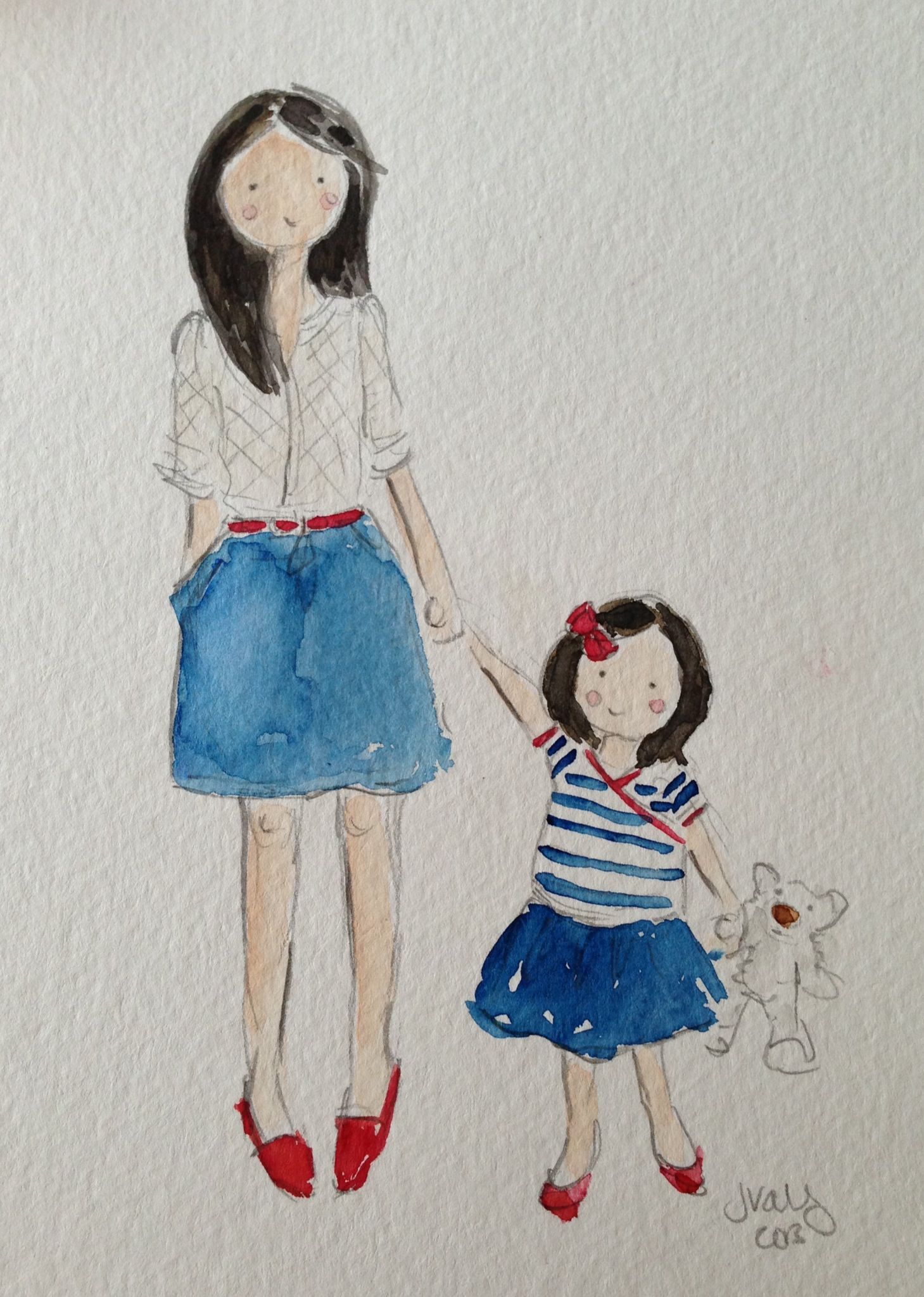 1459x2047 Pandoraloves This Watercolor Painting Of A Mom And Daughter In