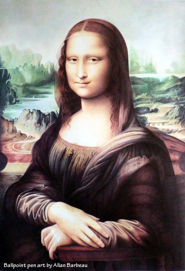740x1079 Mona Lisa With Ballpoint Pen By Artisallan