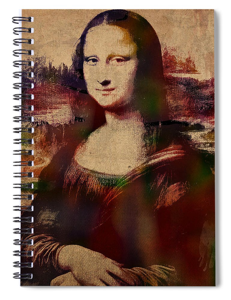 770x1000 The Mona Lisa Colorful Watercolor Portrait On Worn Canvas Spiral
