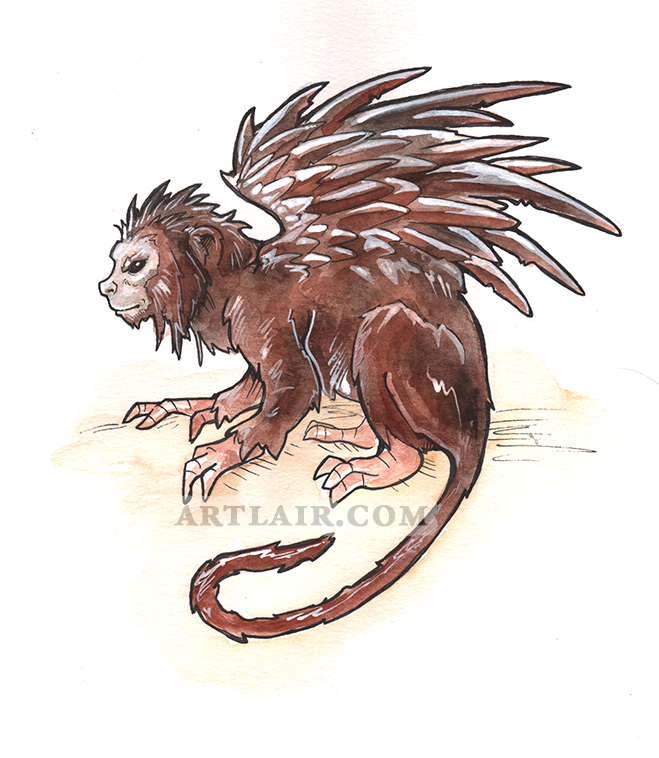 659x758 Flying Monkey Watercolor On Storenvy