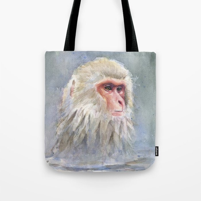 700x700 Snow Monkey Watercolor Animal Tote Bag By Olechka Society6