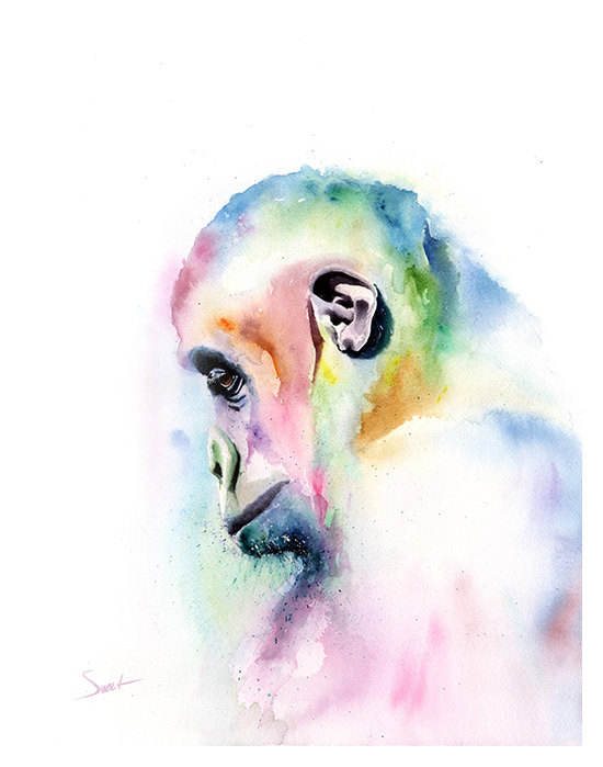 550x699 Watercolor Gorilla Print