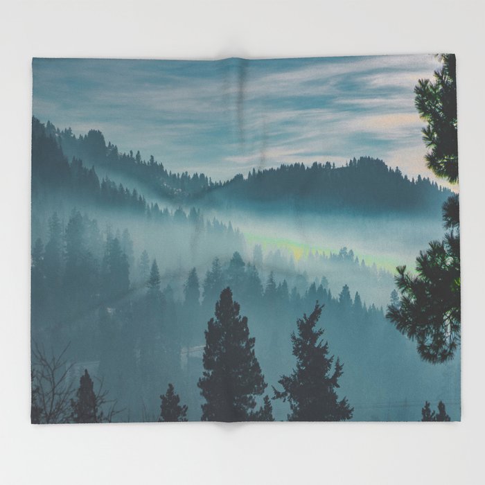 700x700 Misty Blue Watercolor Mountains Pine Trees Silhouette Minimalist