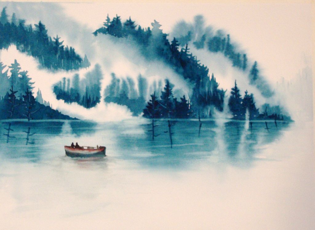 1024x747 Monochromatic Watercolor Landscape