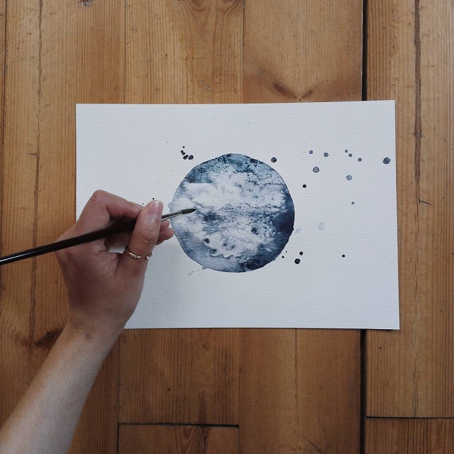 640x640 Monochromatic Watercolor Paintings Exquisitely Depict Cratered
