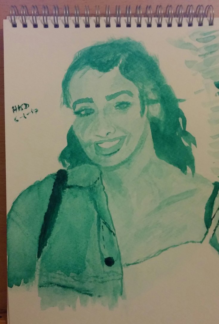 735x1087 Monochromatic Watercolour Painting By Hkdk