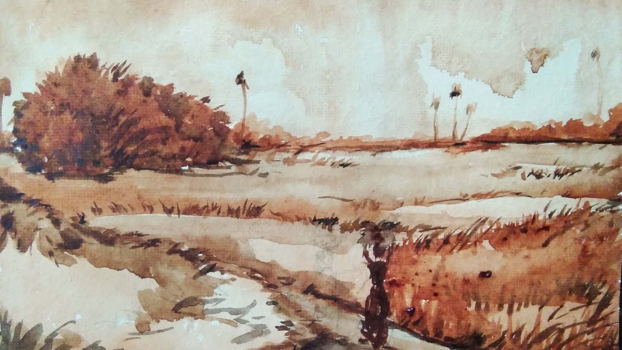 1280x720 Monochrome Watercolor Painting