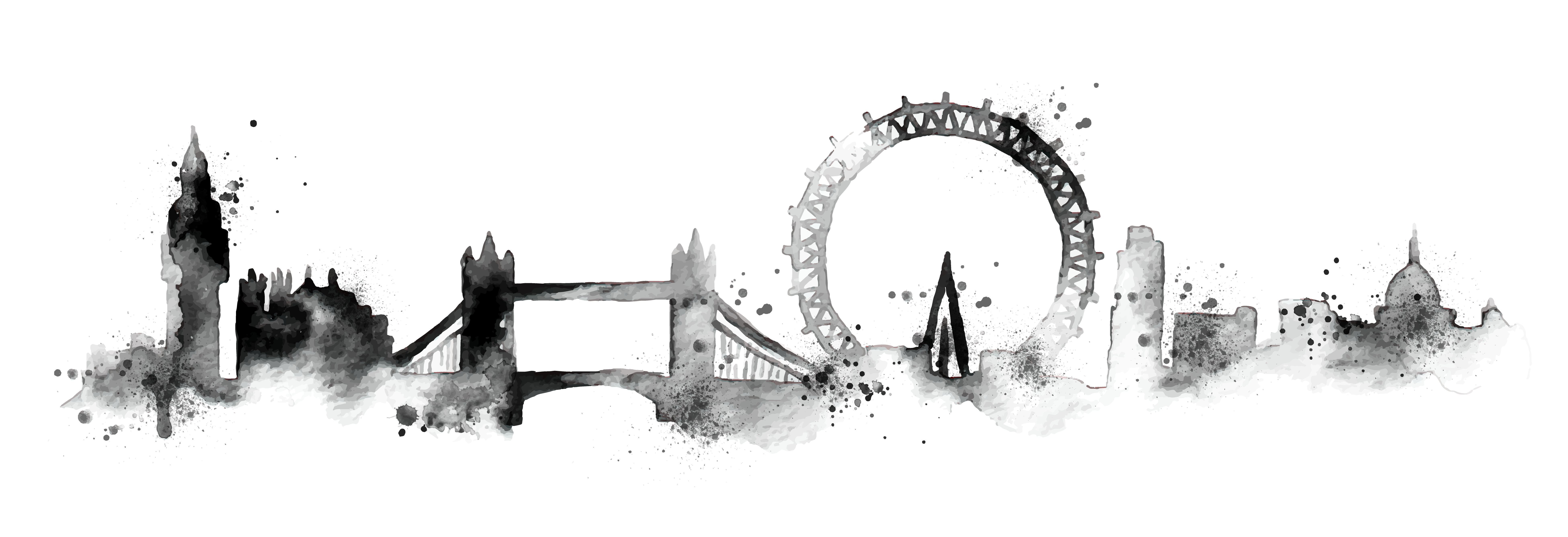 7800x2670 Skyline Poster Watercolor Painting Illustration