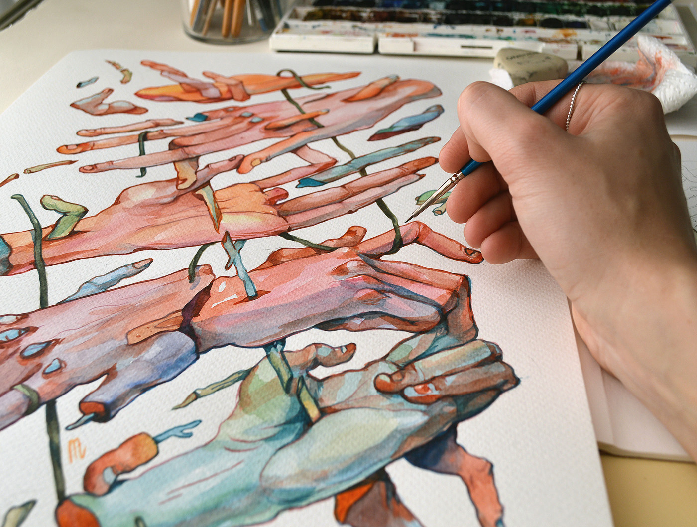 1400x1058 Vibrant Watercolor Paintings Filled With Peculiar Characters And