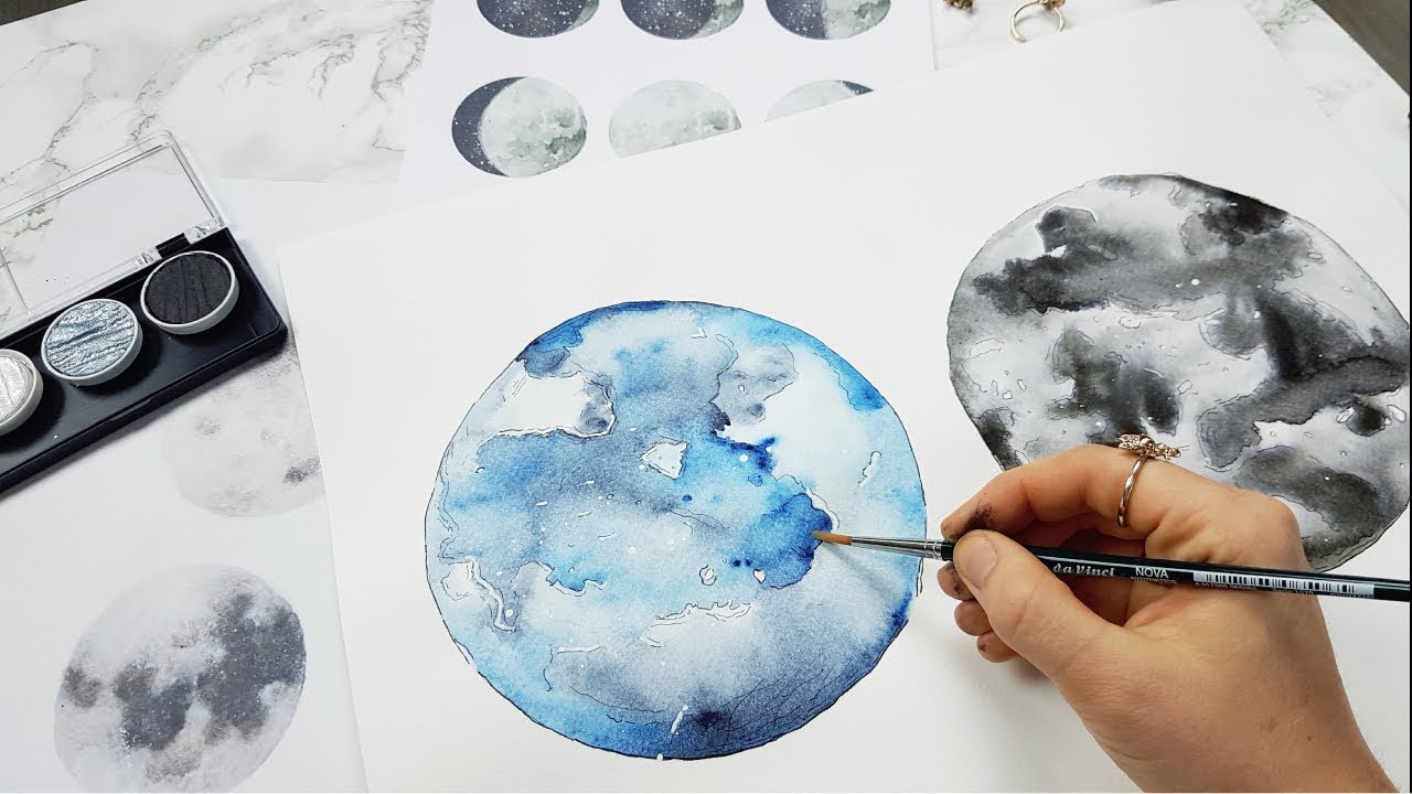 1280x720 How To Paint A Moon With Watercolors Watercolor For Beginners