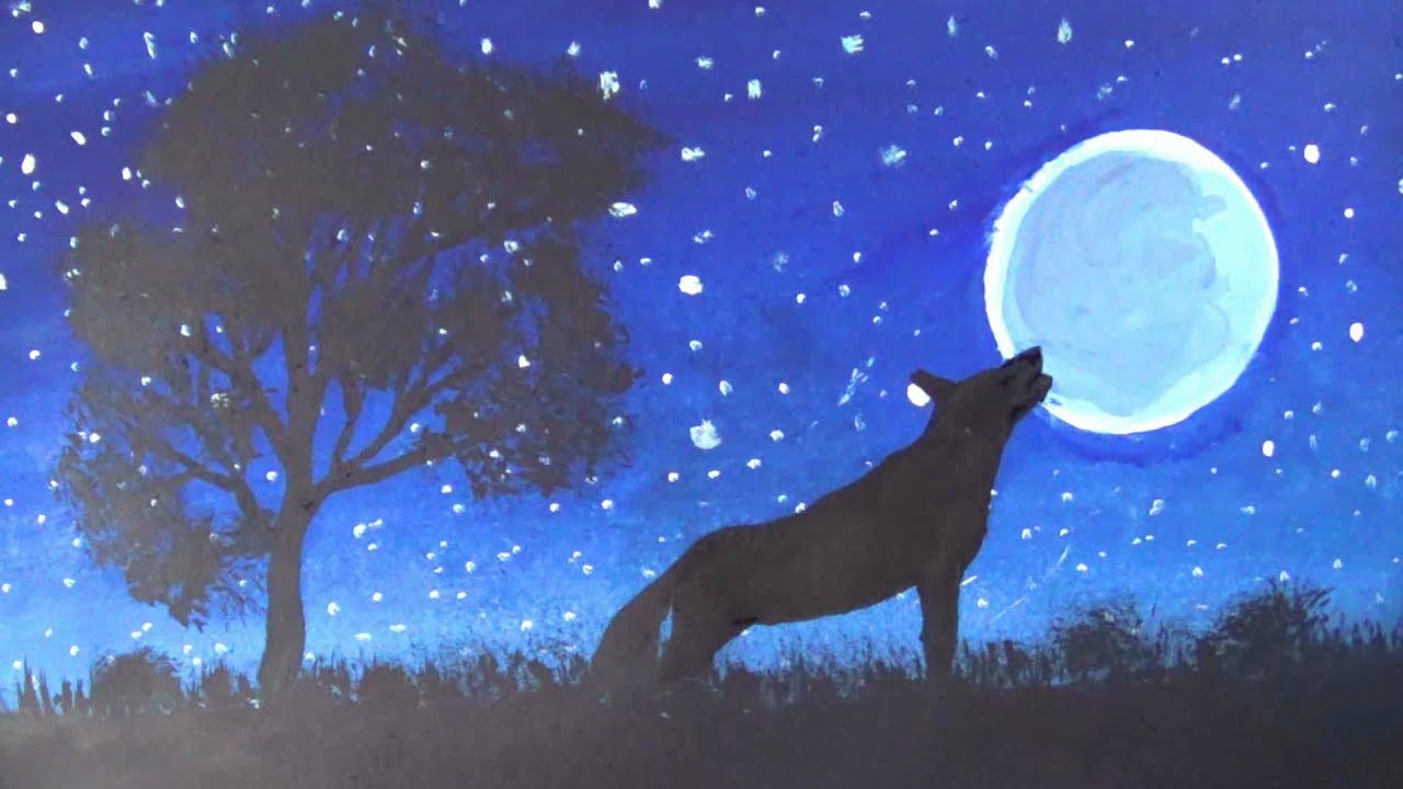 1280x720 Moonlight Watercolor Painting Wolf How To Draw Wolf Moonlight