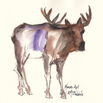 400x400 Kmcelwaine Original Watercolor Painting Lake Moose